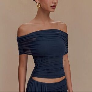 Meshki Arna Off Shoulder Mesh Top